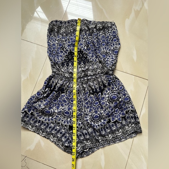 ANGIE Elephant Printed Strapless Romper Medium lightweight summer jumpsuit - Picture 8 of 16